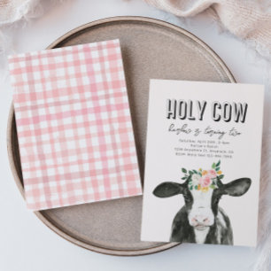 Pink Holy Cow Birthday Invitation Cow Invitation