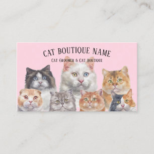 Pink Home Pet Cats Business Card
