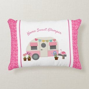 Pink Home Sweet Glamper Accent Pillow