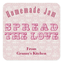 Pink Homemade Jam Canning Stickers