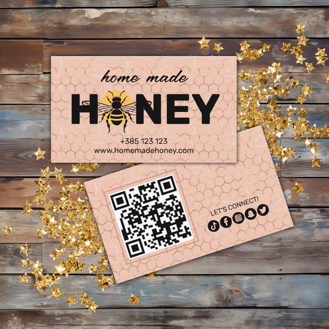 Pink Honeycomb Homemade Honey Business Card (Creator Uploaded)