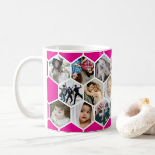 Pink Honeycomb Photo Collage 20 Picture Coffee Mug