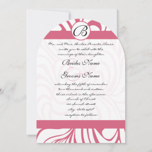 Pink Honeysuckle Funky Swirls Wedding Invites