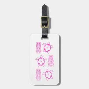 Pink Honu And Tiki Mask Luggage Tag