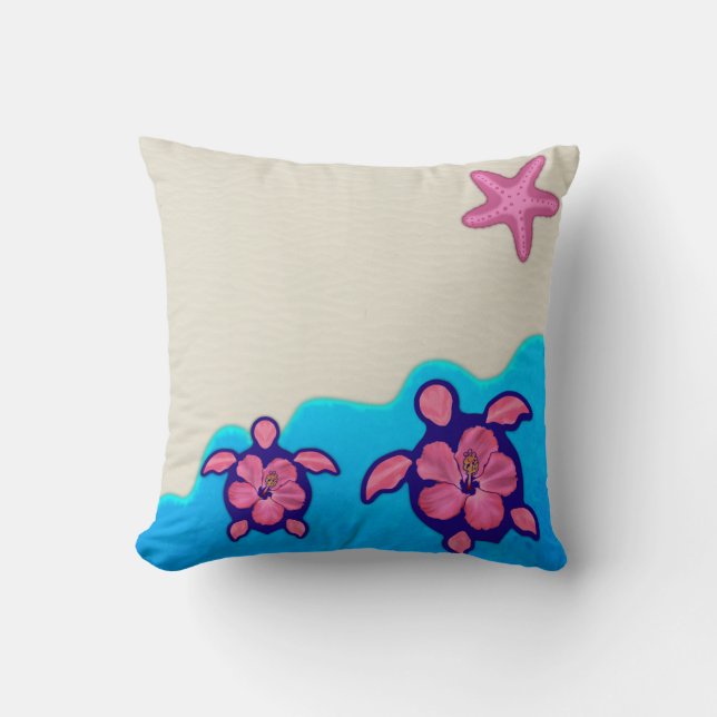 Pink Honu Turtles Cushion (Front)