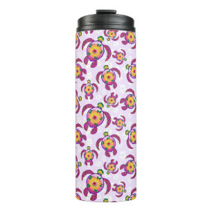 Pink Honu Turtles Hibiscus Flowers Thermal Tumbler