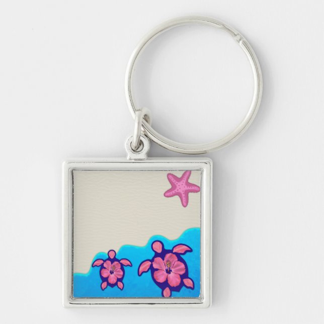 Pink Honu Turtles Key Ring (Front)