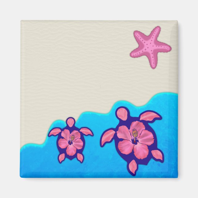 Pink Honu Turtles Magnet (Front)