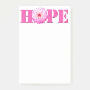 Pink HOPE Dahlia Photo Stationery 4x6 Note