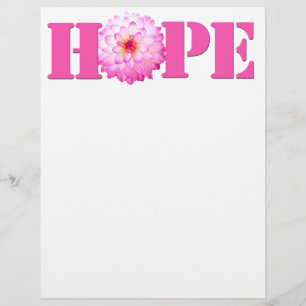 Pink HOPE Dahlia Photo Stationery Paper Custom Letterhead