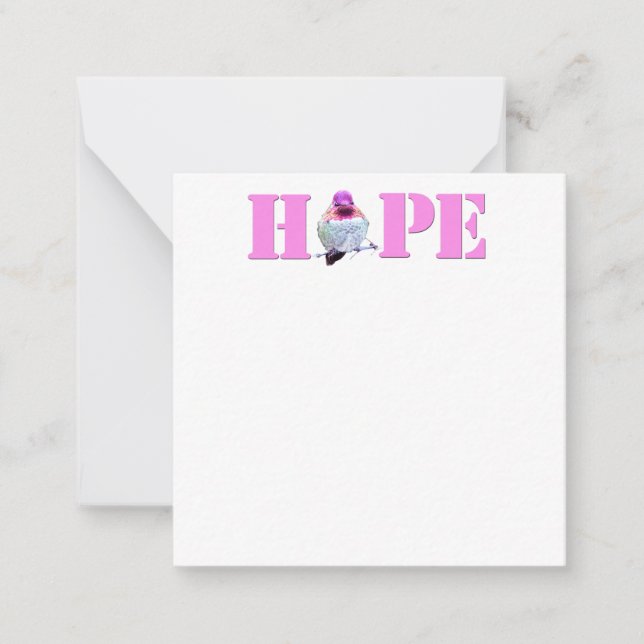 Pink HOPE Hummingbird Photo Flat Note Cards (Front)