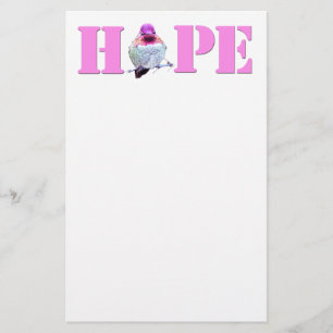 Pink HOPE Hummingbird Photo Stationery Paper