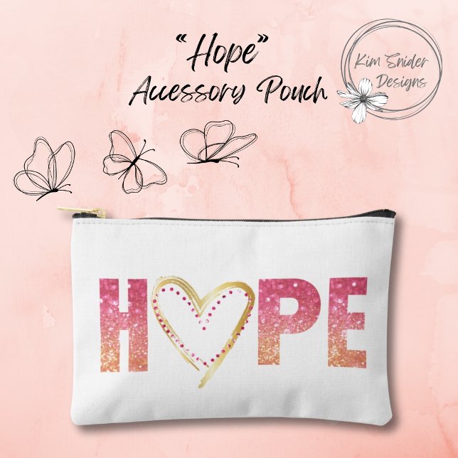 Pink 'HOPE' Message with Heart Accessory Pouch (Creator Uploaded)