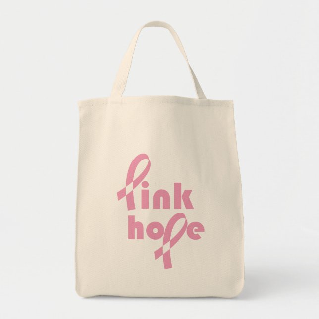 Pink Hope Ribbon Tote Bag (Front)