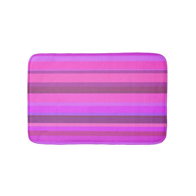Pink horizontal stripes bath mat (Front)
