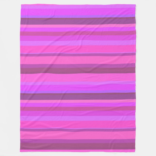 Pink horizontal stripes fleece blanket (Front)