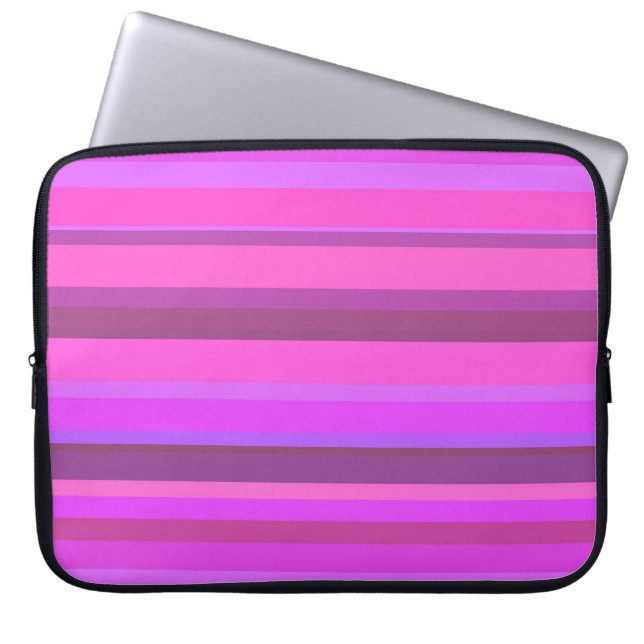 Pink horizontal stripes laptop sleeve (Front)