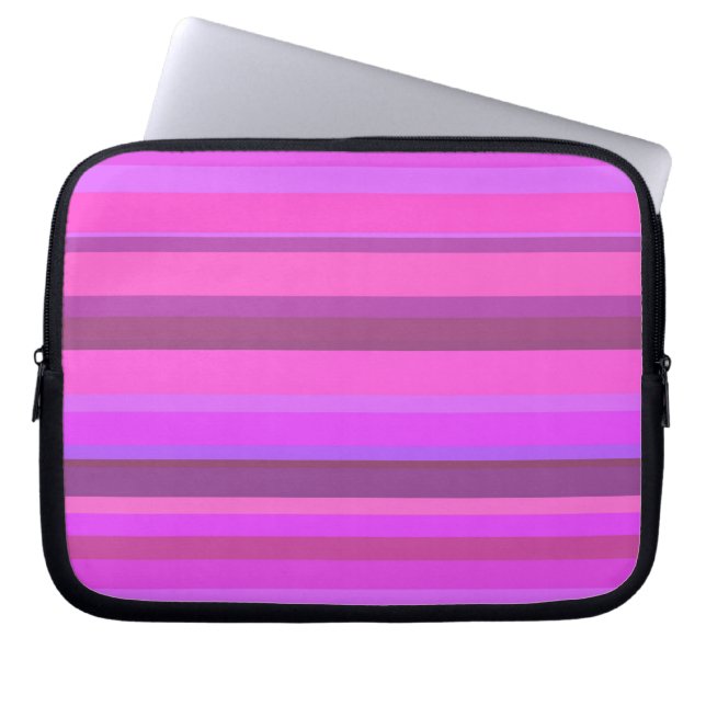 Pink horizontal stripes laptop sleeve (Front)
