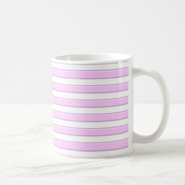 Pink Horizontal Stripes on White Mug (Right)