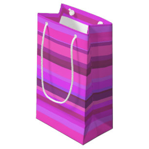 Pink horizontal stripes small gift bag