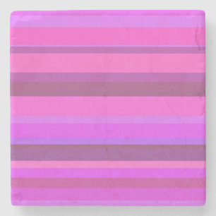 Pink horizontal stripes stone coaster