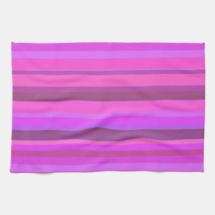 Pink horizontal stripes tea towel