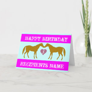 Pink Horse Age Birthday Card - Horse Age Card 5
