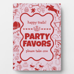 Pink Horse Girl Equestrian Birthday Party Favours Plaque