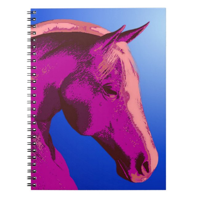 Pink Horse Head Abstract Animal Art Notebook (Front)
