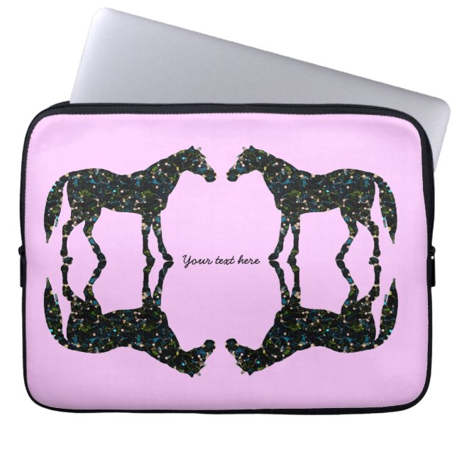 Pink Horse Reflections Laptop Sleeve (Front)