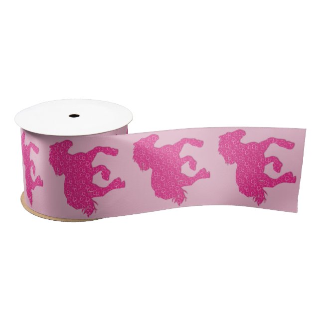pink horse satin ribbon (Spool)