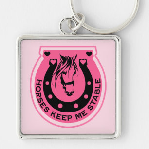 Pink Horseback Rider Key Ring