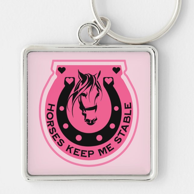 Pink Horseback Rider Key Ring (Front)