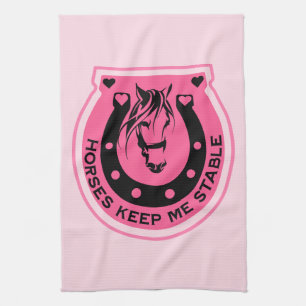 Pink Horseback Rider Tea Towel