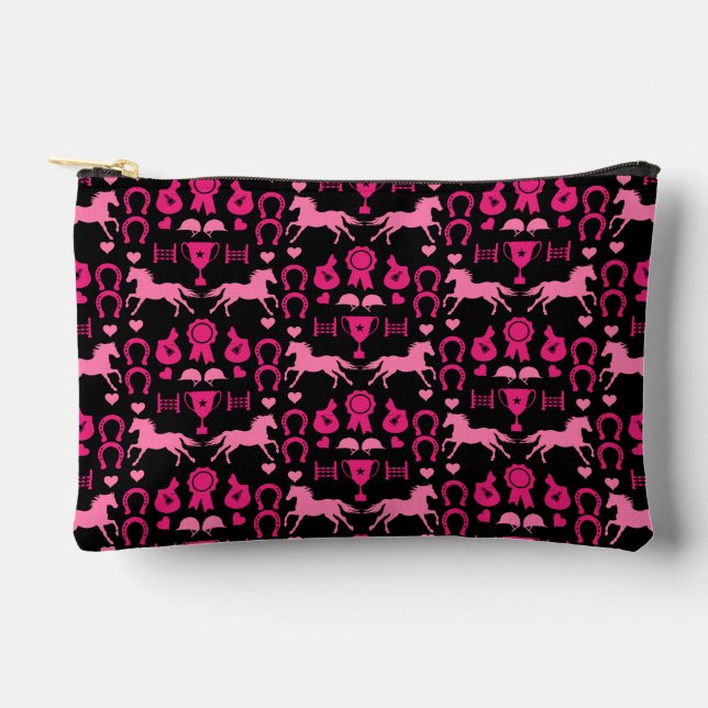 Pink Horseback Riding  Accessory Pouch (Front)