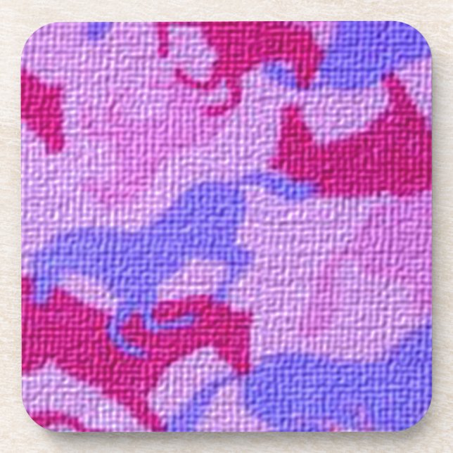 Pink Horses Canvas Coaster (Front)