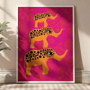 Pink Horus Eye Elephants Poster