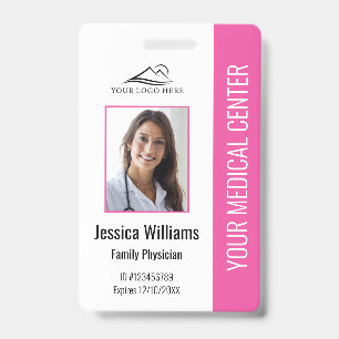 Pink Hospital Medical Employee Photo ID Badge