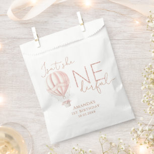 Pink Hot Air Ballon Onederful Girl 1st Birthday Favour Bag