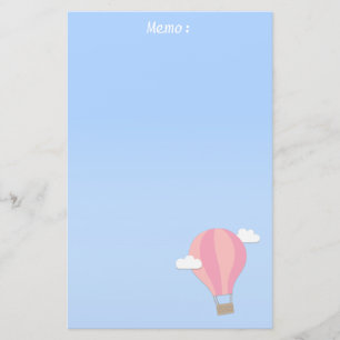 Pink Hot Air Balloon, Adventure Among the Clouds Stationery