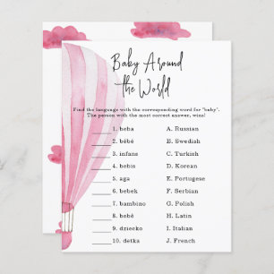 Pink hot air balloon - Baby around the world game