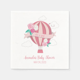 Pink Hot Air Balloon Baby Girl Shower Napkins