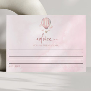 Pink Hot Air Balloon Baby Shower Advice Card