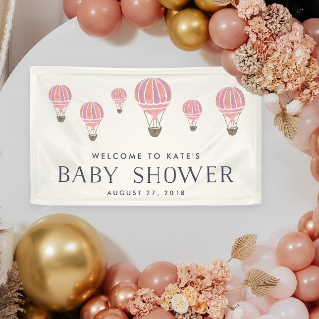 Pink Hot Air Balloon Baby Shower Banner (Creator Uploaded)