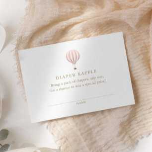 Pink Hot Air Balloon Baby Shower Diaper Raffle Enclosure Card