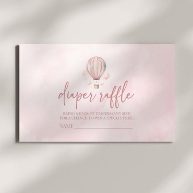 Pink Hot Air Balloon Baby Shower Diaper Raffle Enclosure Card (Creator Uploaded)