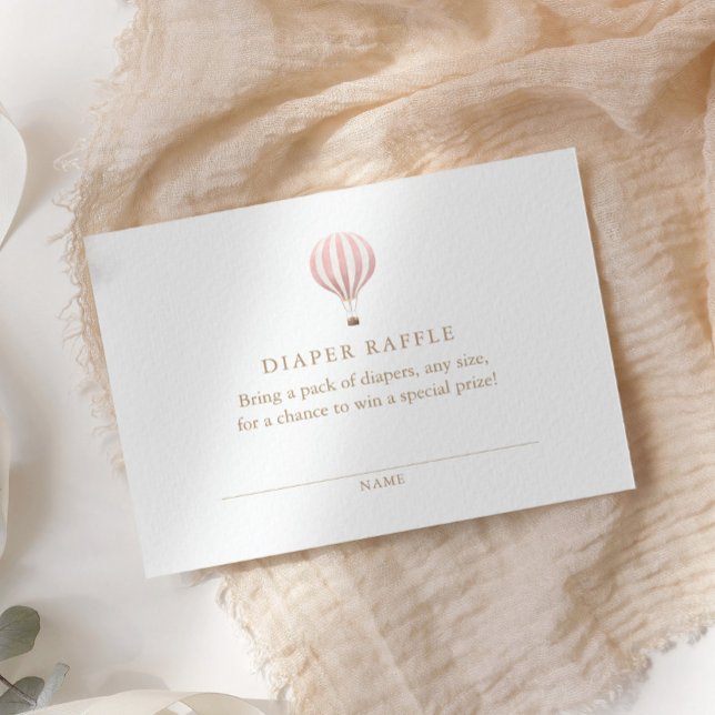 Pink Hot Air Balloon Baby Shower Diaper Raffle Enclosure Card (Creator Uploaded)