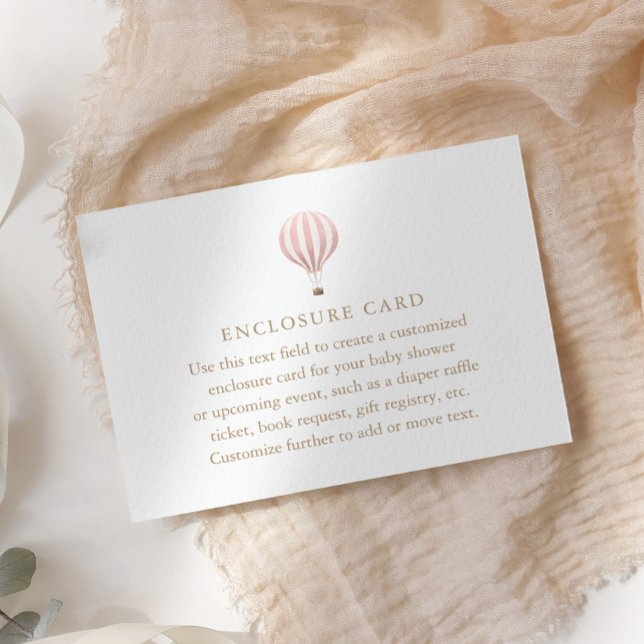 Pink Hot Air Balloon Baby Shower Enclosure Card (Creator Uploaded)