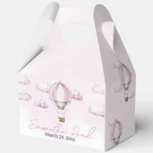 Pink Hot Air Balloon Baby Shower Favour Box