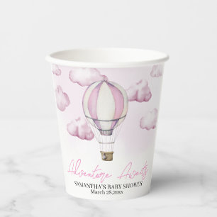 Pink Hot Air Balloon Baby Shower Paper cup